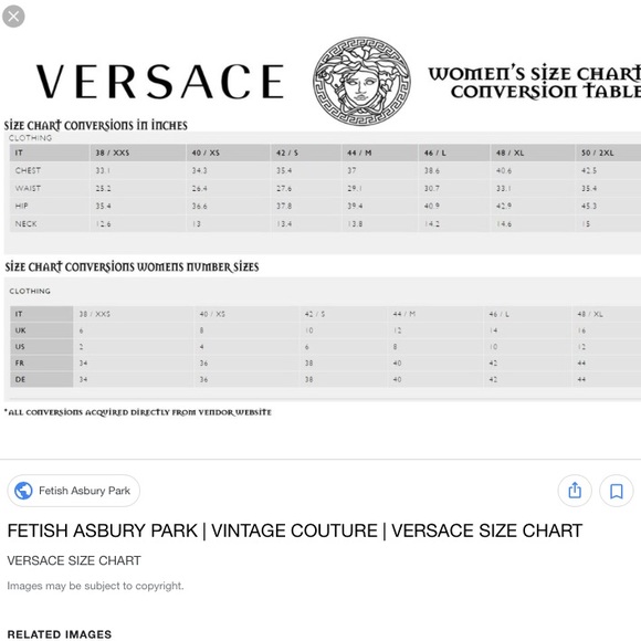 Versace jeans size chart Clearance